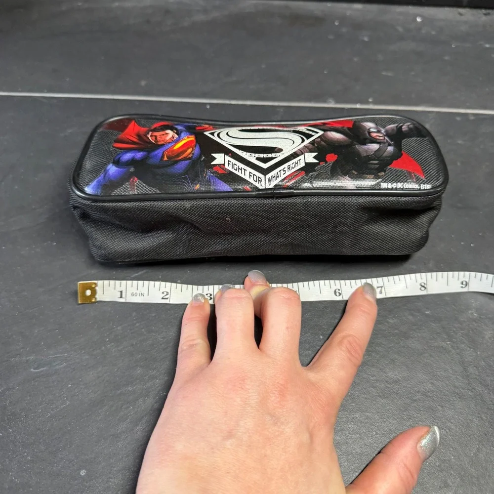 DC Comics Batman v Superman Dawn of Justice Pencil Makeup Bag Zipper Pouch Black